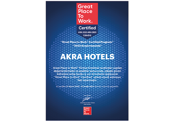 Akra Hotels Oduller Great Place To Work Card