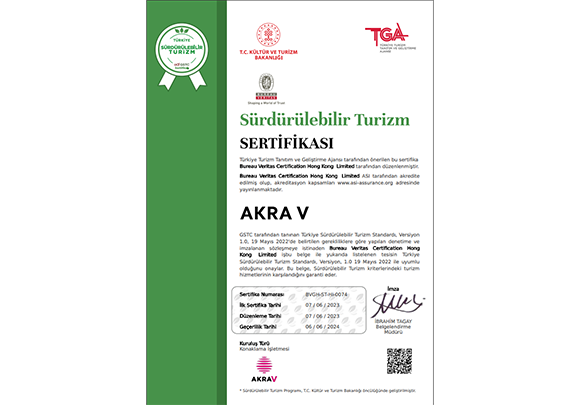 Akra V Hotel Surdurulebilirlik Sertifikasi Tr Card