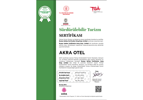 Akra Hotels Surdurulebilikrlik Sertifikasi Card Tr